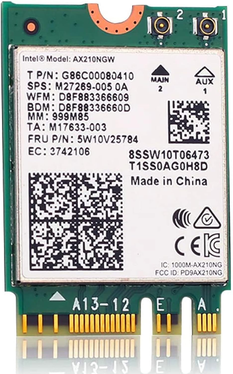 WiFi 6E Card AX210 Bluetooth 5.2 Tri-Band 5400Mbps Wireless Module Pack of 2 E56371