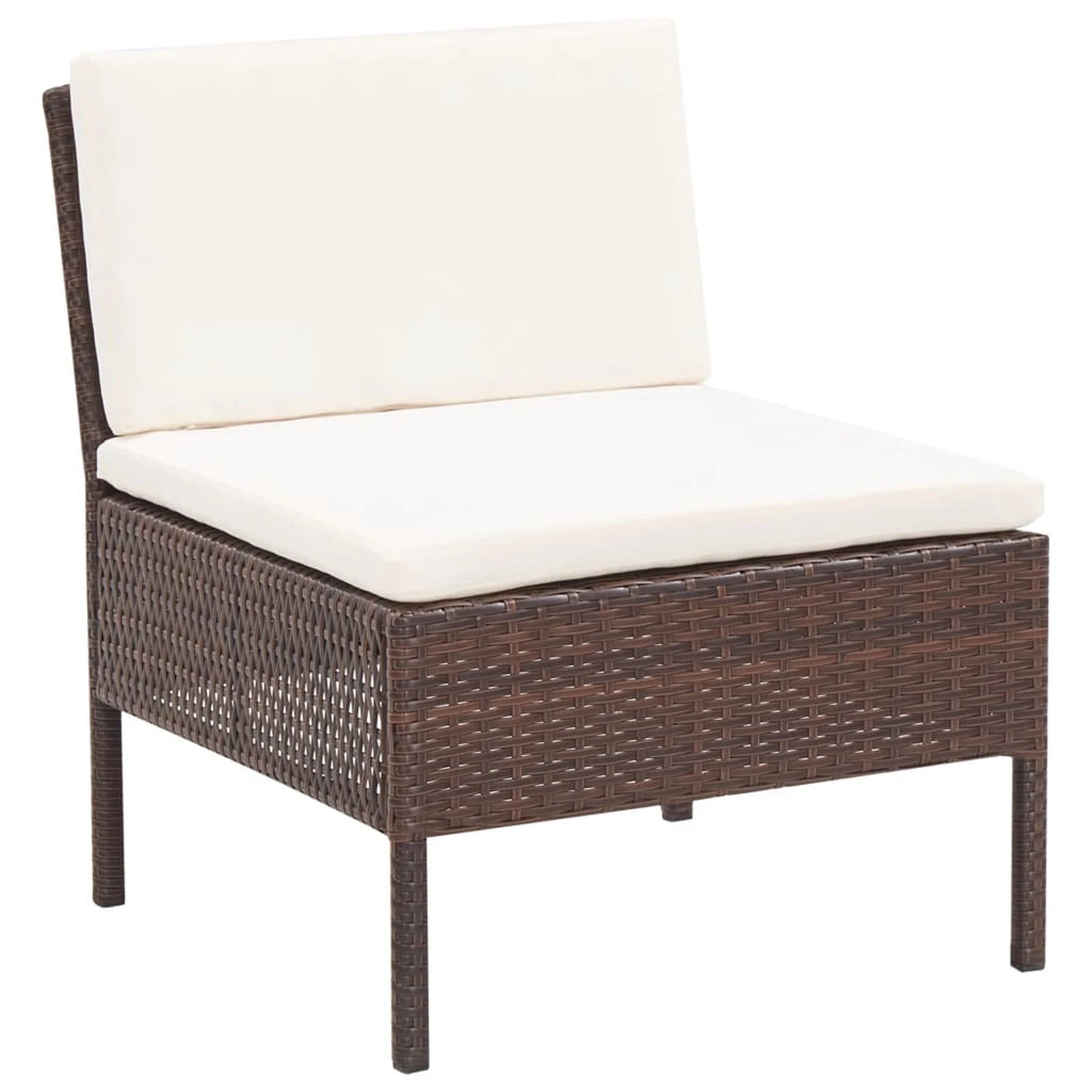 3 Piece Outdoor Sectional Sofa Set with Cushions Poly Rattan Steel Frame A530828