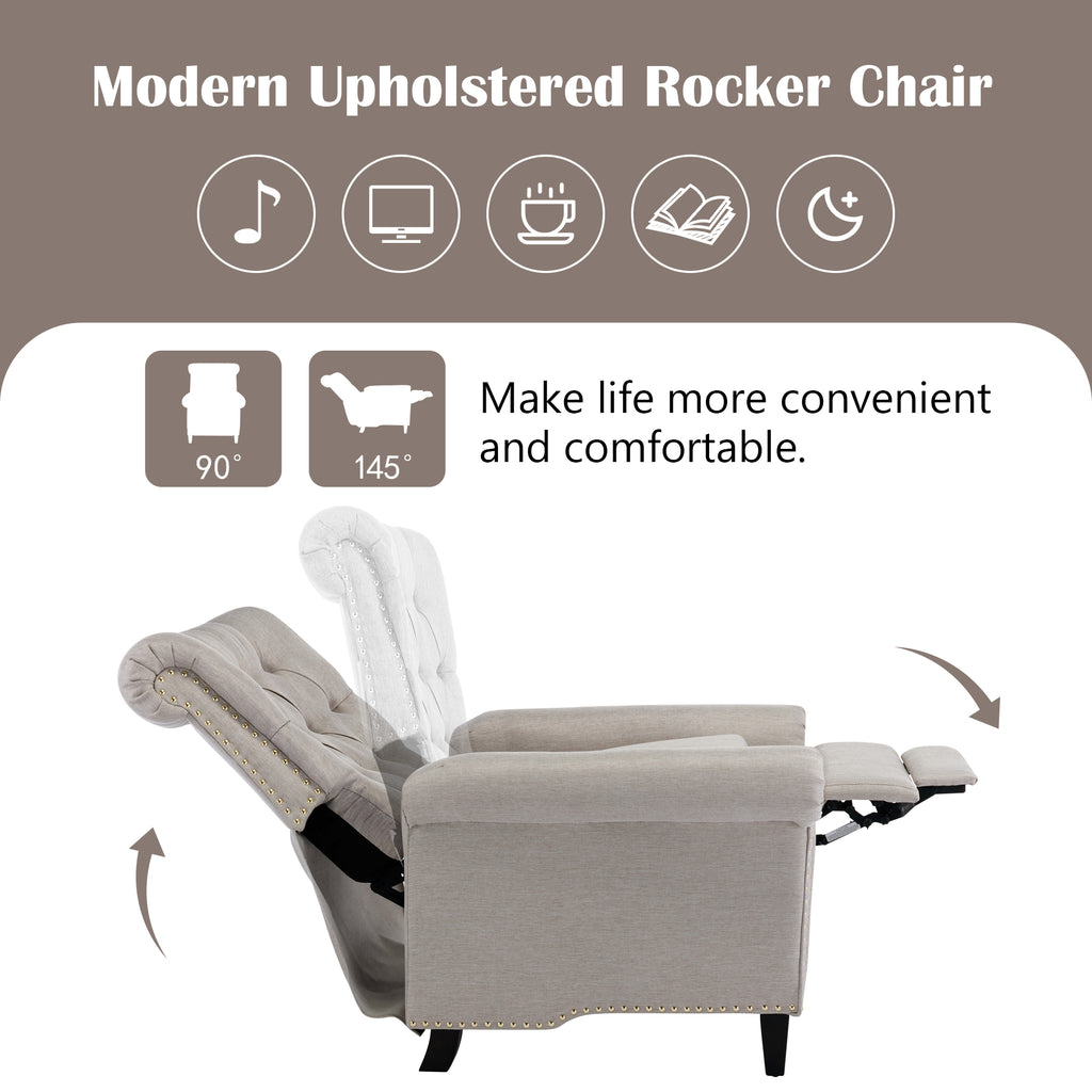 Tan Linen Tufted Recliner Single Sofa Z3906