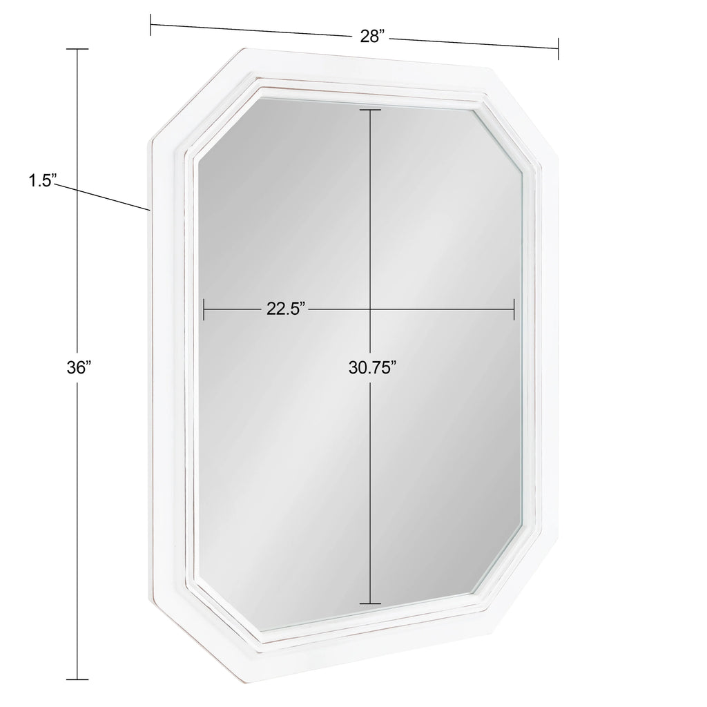Rustic Wood Framed Octagon Wall Mirror, 28 x 36, White W755492