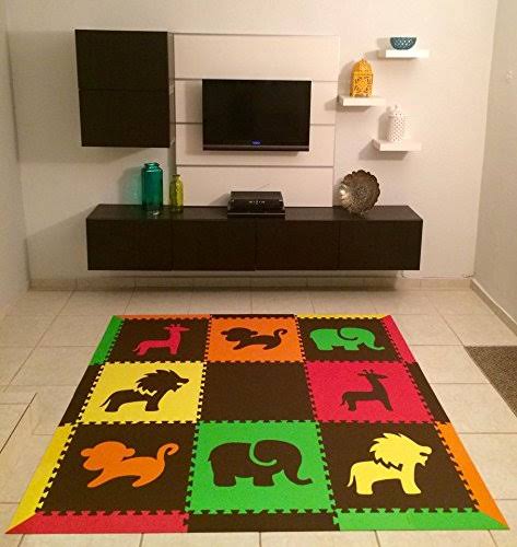 Red, Yellow, Orange, Lime & Brown Interlocking Foam Play Mat Y592348