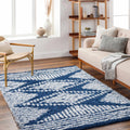 Blue Grey Off White Shag Area Rug X387345