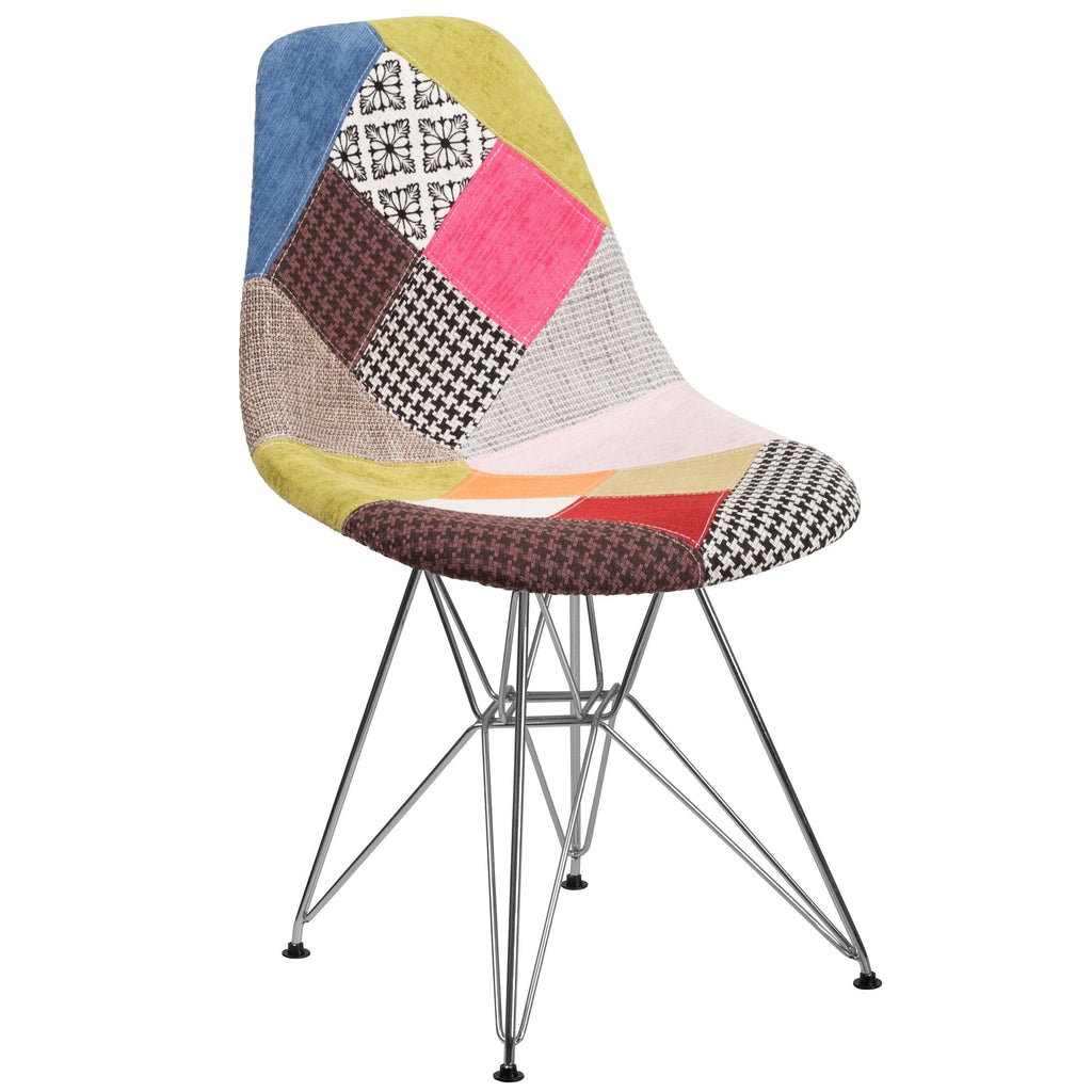 Patchwork Fabric Chair with Chrome Base L771633