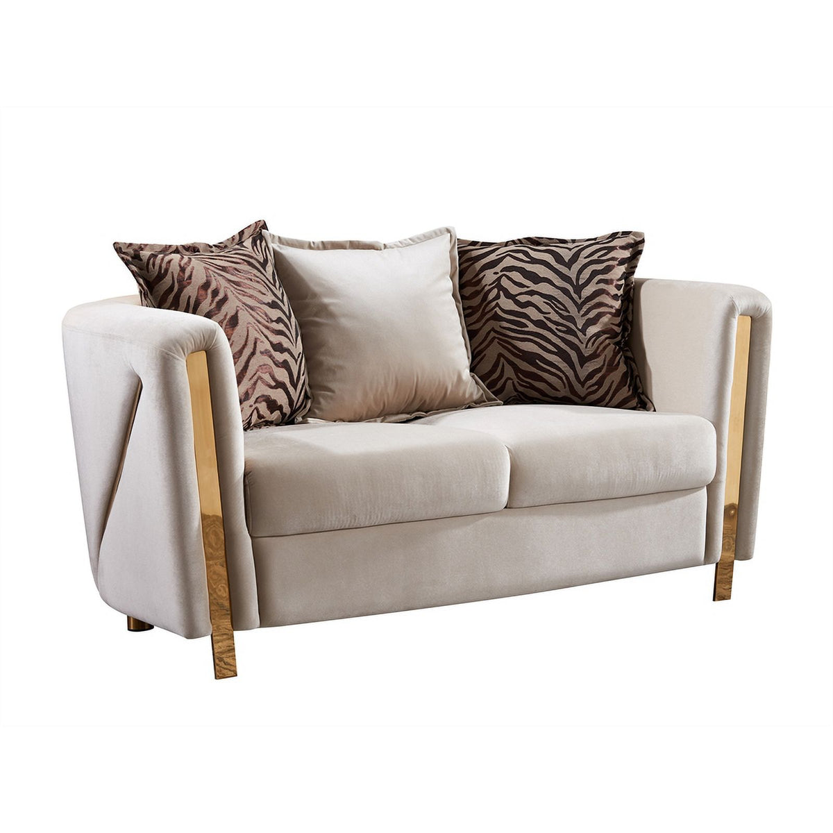 Beige 2Pc Velvet Living Room Set O459